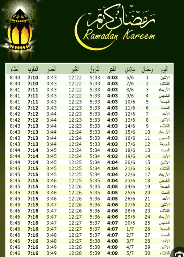 امساكية رمضان 2024 السودان مواعيد صلاه الفجر في رمضان