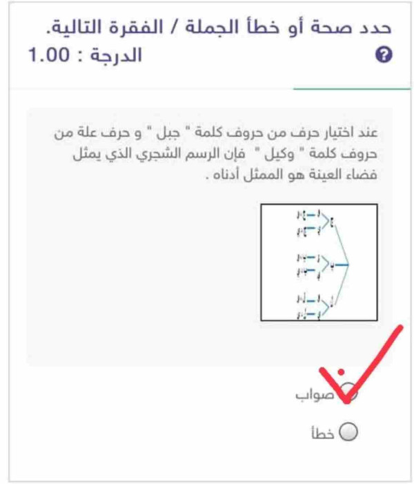 عند اختيار حرف من حروف كلمة جبل و حرف علة من حروف كلمة وكيل فإن الرسم الشجري الذي يمثل فضاء